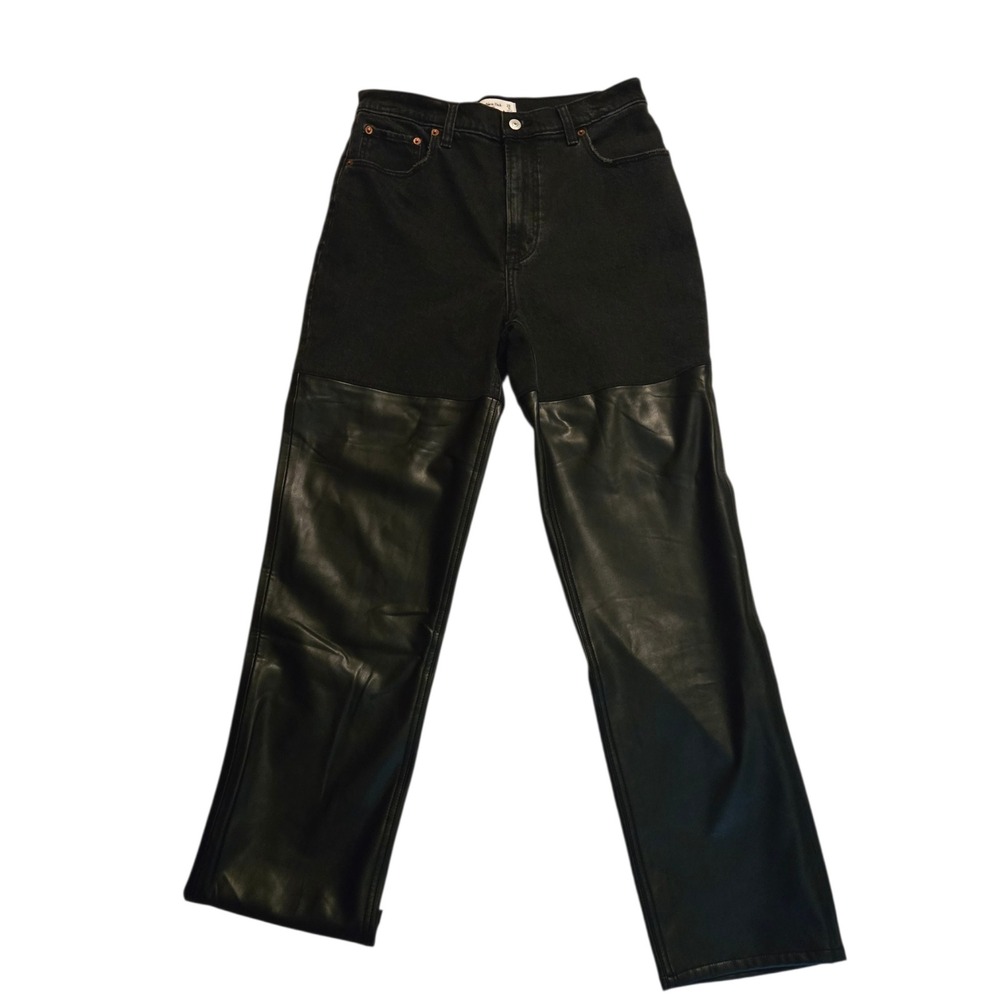 Abercrombie & Fitch 29/8 Black Jeans 90s Straight Ultra High Rise Faux Leather